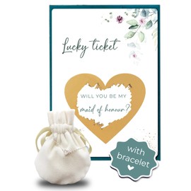 Joli Coon Will you be my maid of honour scratch card with bracelet and envelope - Eucalyptus - Maid of honour proposal
