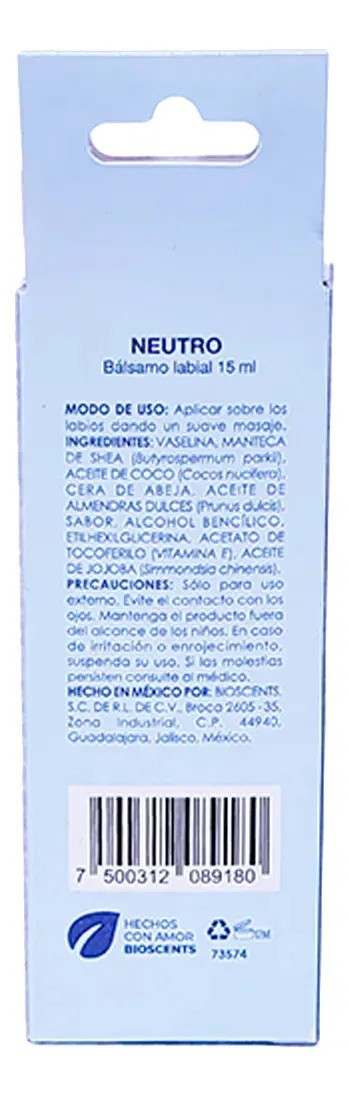 Bálsamo Labial Neutro Bioscents 15ml