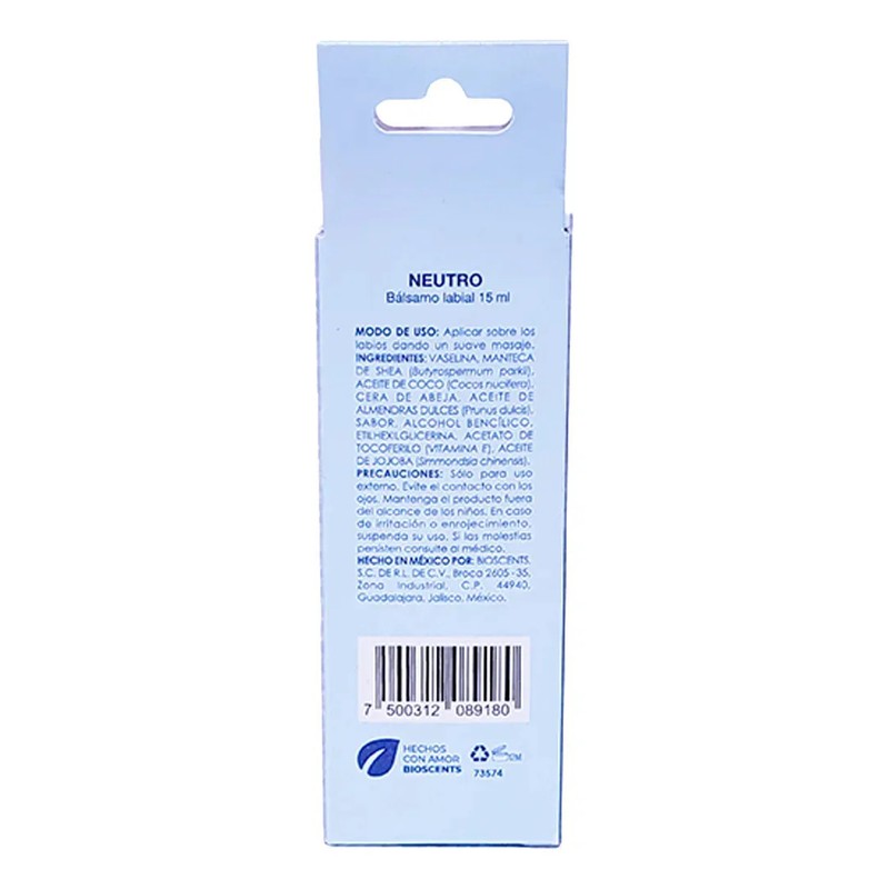 Bálsamo Labial Neutro Bioscents 15ml