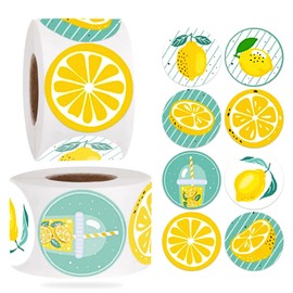 Y-YUEMY 1000pcs 1.5 Inch Cute Lemon Stickers Roll for Lemonade Cups, Lemonade Stand, Envelope Seals Cards Candy Cookie Bag Notebooks Gift Bakery Party Decorations (Style 1)
