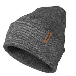 TOSKATOK Unisex Ladies Soft Feel Turn up or Slouch Knit Beanie Hat Warm Winter Woolly Hat-Charcoal