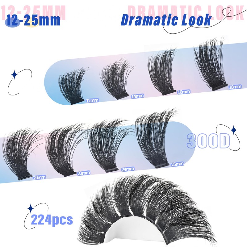 Mega Lash Clusters Kit 300D Thick 12-25mm Volume Cluster Eyelash