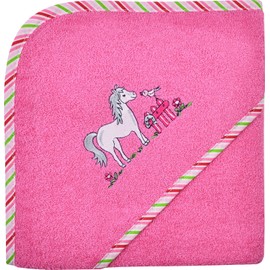 Wörner Hooded Bath Towel "Horse" Walk-Terry Pink Size 100 x 100 cm