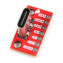 SparkFun USB-C Breakout - Vertical Connector, Dimensions: (0.80in x 0.45in x 0.46in)