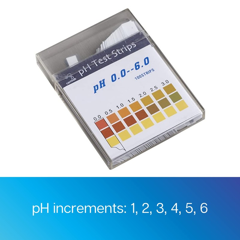 Camlab Water 1192615 pH Indicator Testing Strips pH 0.0-6.0 (Pack