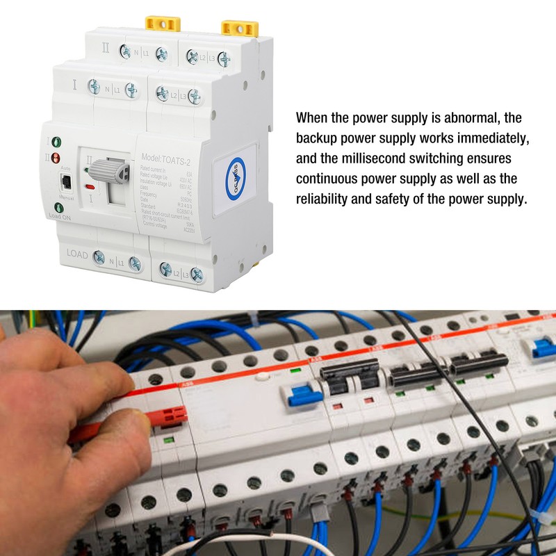 Dual Power Automatic Transfer Switch 4P 63A Emergency Generator Changeover