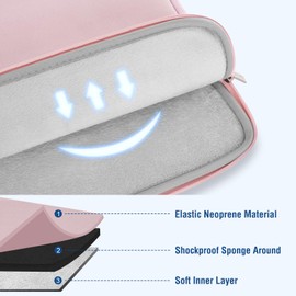 MOSISO Laptop Case 13.3 inch, 13-13.3 inch Laptop Sleeve Bag Compatible with MacBook Air/Pro 13 / Pro 14, HP Dell ASUS Lenovo Notebook, Neoprene Computer Sleeve Bag with Small Case, Baby Pink