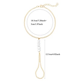 TELAIN Gold Hand Chain Bracelet Ring - 14K Gold Plated, Non-Tarnish, Dainty Finger Ring, Waterproof, Summer Beach Jewelry