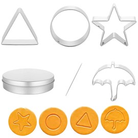 4-Piece Stainless Steel Cookie Cutter Set – Includes Heart, Star, Flower, Round, Square Shapes – Food-Grade Baking Molds for Home Baking, DIY Desserts, Easy to Clean, Kids Cookie Cutting Tools