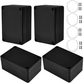 ADERTOS 4 x Plastic Housing IP65 Waterproof Junction Boxes Distribution Box 100 x 68 x 50 mm Plastic Empty Housing Surface-Mounted Junction Box Black Distribution Housing Electrical Housing
