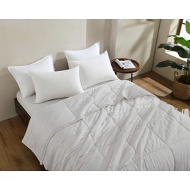 100% Rayon Derived from Bamboo Comforter for Hot Sleepers- Breathable Cooling Silky Soft Duvet Insert Twin Size - All Season Comforter (68x90 Inches, White)