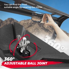KEMIMOTO UTV Rear View Mirror Compatible with Polaris Ranger 500 570 900 XP 1000 XP/Crew 2017-2025 with Factory Drop Down Mounting Tab, UTV Panoramic Rear View Mirror OEM #2879969