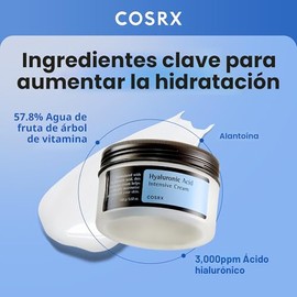 COSRX Crema hidratante de ácido hialurónico, ligera, no grasosa, hidratación de larga duración para piel cristalina, hidratante diario para pieles sen