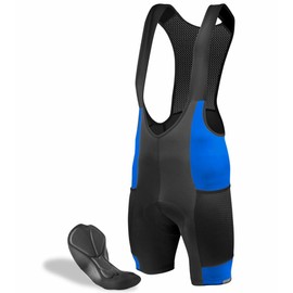 AERO|TECH|DESIGNS | Men's Gel Touring Padded Cycling Bib-Shorts | Standard Inseam | X-Large | Royal Blue