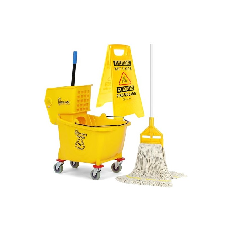 Simpli-Magic Side Press Wringer Combo Commercial Mop Bucket on Wheels,