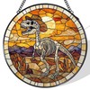 Western Dinosaur Stained Glass Window Hanging Suncatcher, Prehistoric Dino Fossils