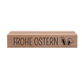 Interluxe Kartenhalter - Frohe Ostern Ohren - Grußkartenhalter Tischdeko zu Ostern Fotohalter Kartenständer Tischkartenhalter aus Holz