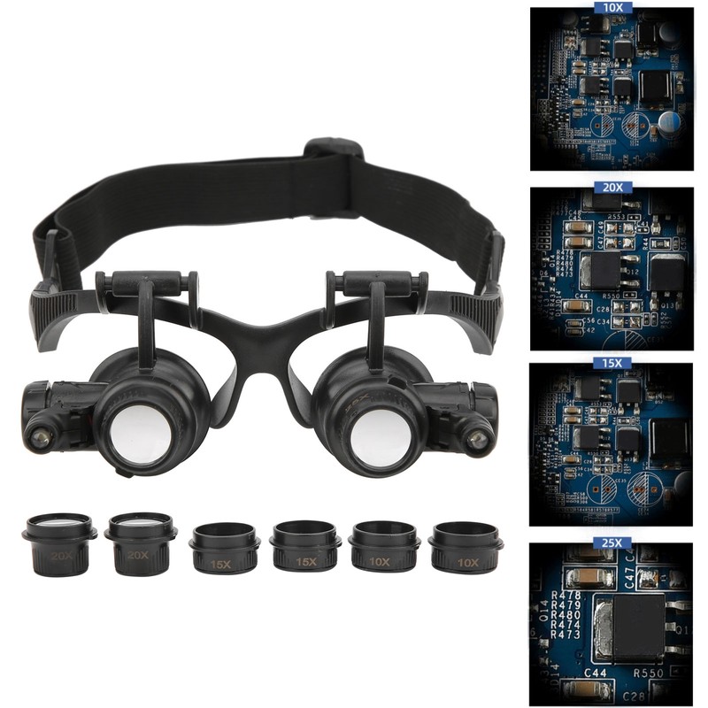 Jewelry Magnifying Glass with 2 LED Light 8 Interchangeable Lens