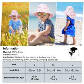JUPSK Baby Sun Hat Toddler Summer Bucket Hat Wide Brim Beach Cap with Neck Flap UPF50 Adjustable Unicorn Cap for Kids Child Boys Girls 5-8 Years