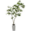 Artificial Gardenia Tree with White Flowers, 6 ft Tall, Potted