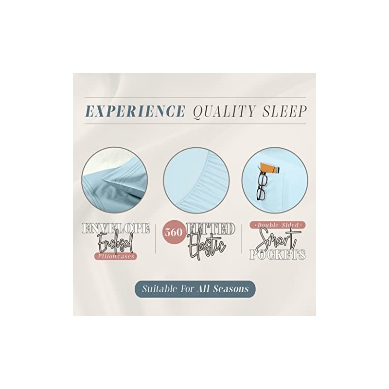 4-Piece QUEEN- Smart Sheet Set Luxury Soft 1500 Thread Count