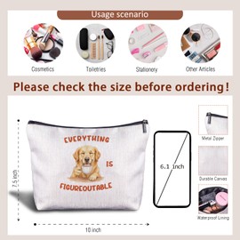 Zomhix Inspirational Golden Retriever Dog Makeup Bag, Everything is Figureoutable Cosmetic Bags, Golden Retriever Lover Gifts, Motivational Funny Coffee Dog Makeup Zipper Pouch