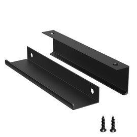 Precisluck 5 Pack Edge Black Hidden Drawer Door Cabinet Handle Aluminum Alloy Finger Bar Pull Concealed Furniture Hardware Back Mount Dresser Handles for Kitchen Bathroom 150mm(5.9 Inch)