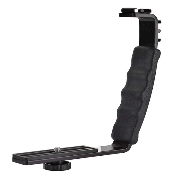 Acouto L-Bracket,Camera Aluminium Alloy Flash L-Bracket Dual Hot Shoes Holder