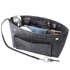 Soyizom Felt Handbag Purse Organizer Liner Shaper Insert Bag In Bag Organizer insert with Keychain for Speedy Neverfull, 7 Colors（Dark Grey，small）