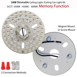 24W 6.4" Dimmable LED Light Engine Retrofit Kit for Ceiling Fan Light Replacement LED Board Panel,3 Color Temperature Adjustable,ETL Listed