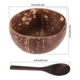 ZEONHEI 2 Stück Kokosnuss Schalen mit 2 Holzlöffeln, Coconut Bowls Set, Natürlich Smoothie Bowl Handgefertigtes Holz Kokosschalen Schüssel für Haushalt