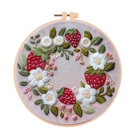 Huacan Embroidery Kits for Beginners, DIY Embroidery Starter Kit with Flowers Strawberry Pattern