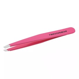 Tweezerman 트위저만 스테인리스 스틸 경사 핀셋 - 남녀용 눈썹 핀셋(네온 핑크) [Signature Red] Tweezerman Stainless Steel Angled Tweezer - Unisex Eyebrow Tweezer (Neon Pink) [Signature Red]