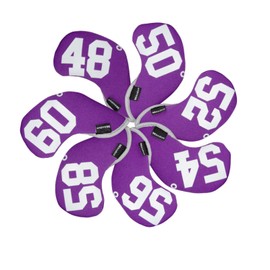 Andux 7pcs/Set Golf Wedge Irons Club Head Covers with Degree NO. on both Sides MT/W10 Purple
