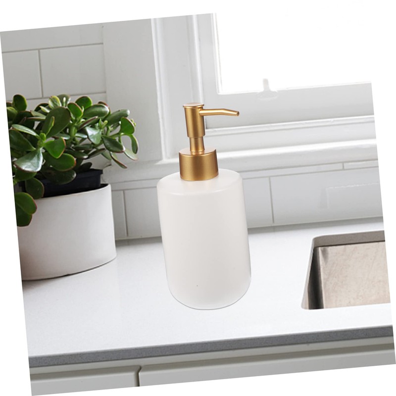 Alipis 420ml Ceramic Shampoo Body Wash Bottles Refillable Pump Dispenser