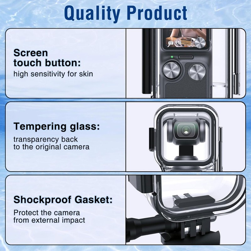 Waterproof Housing Case for Osmo Pocket 3 Touchscreen Protective 45m