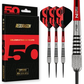 RED DRAGON Darts - 50 Year Classic Collection - Flightmaster Torpedo 2-24g 80% Tungsten - Professional Darts Metal Tip Set - Includes Steel Darts Flights and Dart Shafts