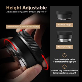 MHW-3BOMBER 58mm Espresso Distributor, Height Adjustable Espresso Distribution Tool, Coffee Distributor with Non-slip Pattern, 58.35mm Espresso Leveler for 58mm/58.3mm/58.5mm Portafilter,T5248L4-OS