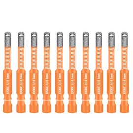 JOERIC Orange Hex Shank 3/16" Dry Diamond Drill Bit Set, 10 PCS 5mm Diamond Core Drill Bit with Storage Bottle for Granite Marble Tile Ceramic Stone Glass (Not for Wood)