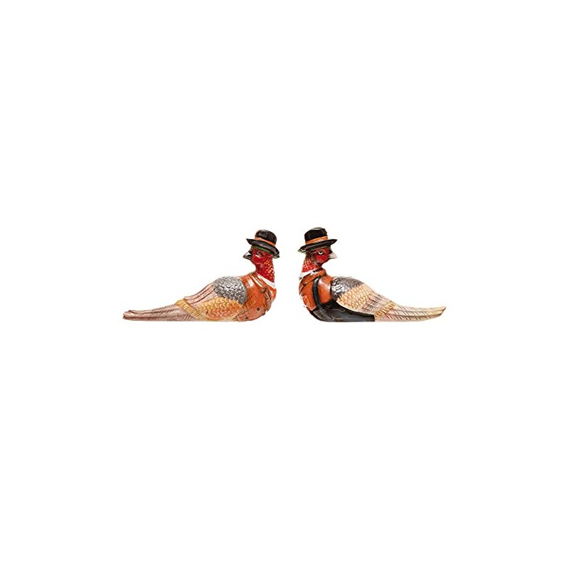 Creative Co-Op Hand-Painted Ceramic Turkey, Multi Color, Set of 2