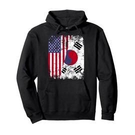 SOUTH KOREAN ROOTS | Half American Flag | SOUTH KOREA Pullover Hoodie