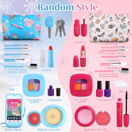 Woumserta Pretend Makeup Kit for Kids 3-5, Blue or Beige Fake Makeup Set for Toddlers Girls, Play Makeup Gifts for Little Girls Age 3 4 5 6 7 Year Old, Make Up Toys Birthday (Random Style)