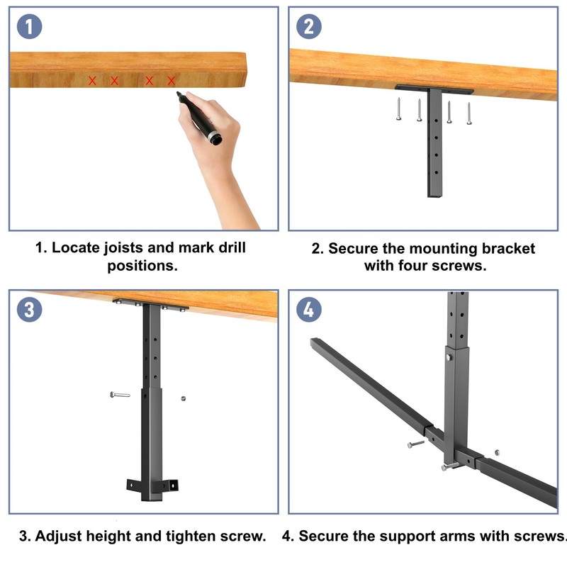 WALMANN Ceiling Kayak Storage Rack for Garage, Heavy-Duty Overhead Kayak