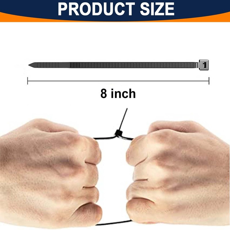 ATETEO Black Cable Ties, 200mm x 3.6mm, Pack of 200,