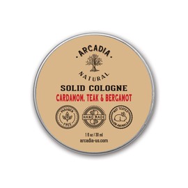 Cardamom, Teak and Bergamot (Solid Cologne) - Handcrafted with natural oils and butters, Vegan and alcohol-Free cologne