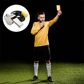 EUZUXU Whistle, 2 Pieces Stainless Steel Sports Whistles, Referee Whistles with Lanyard, Loud Clear Sound, for School Sports, Football Referee, Dog Training, Physical Teaching