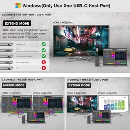 BIGBIG WON Docking Station USB C Dual Monitor, 16 in 2 Triple Display USB C Dock with 2 4K HDMI, VGA, USB-C 3.0, 5 USB A, Ethernet, SD/TF, 100W PD for Type C Laptop