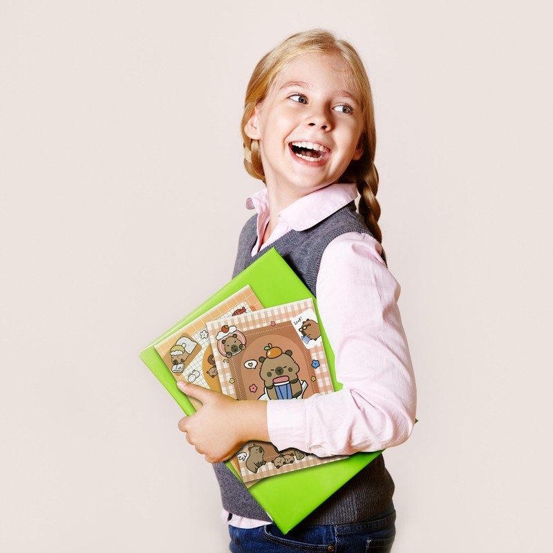 Geluode Capybara Notebooks, A5 Size 4 Packs in 4 Designs