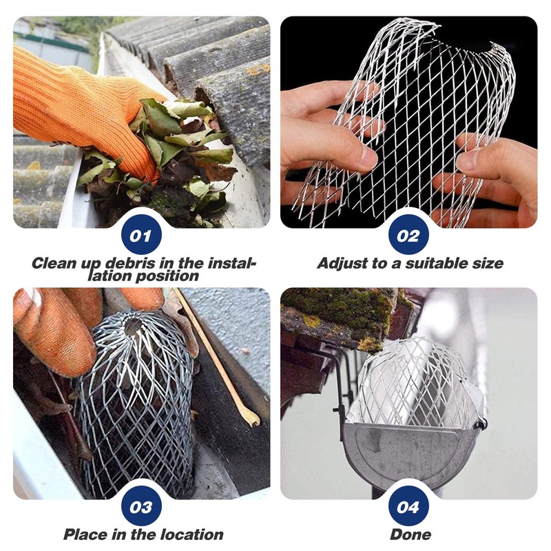 Downpipe Protection Gutter Protection Gutter Screen Set, 6 Pieces Rain