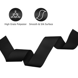 Lrybbon Double Face Black Grosgrain Ribbon for Gift Wrapping 3 inch×15 Yards Ribbon Ideal for Sewing Hair Bow Flower Bouquet Crafts Weddings Floral Arrangements